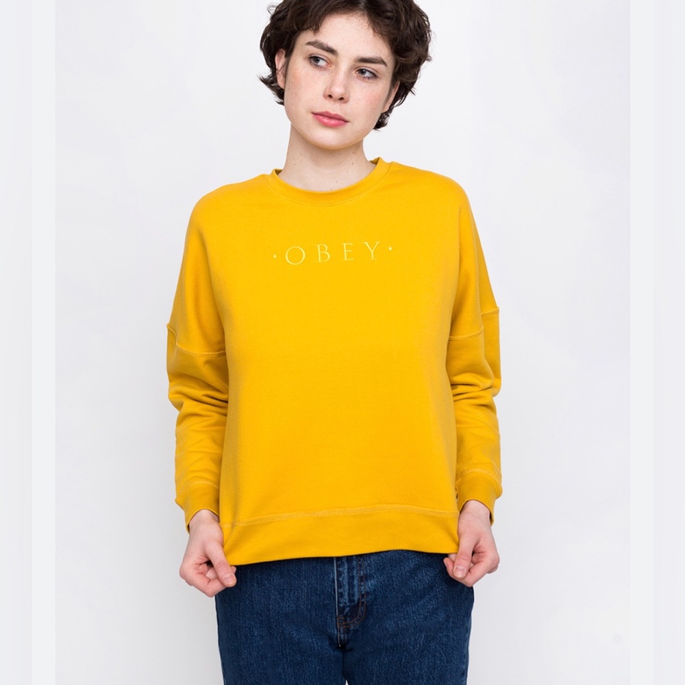 Obey| Mustard yellow Crewneck Fleece Sweater